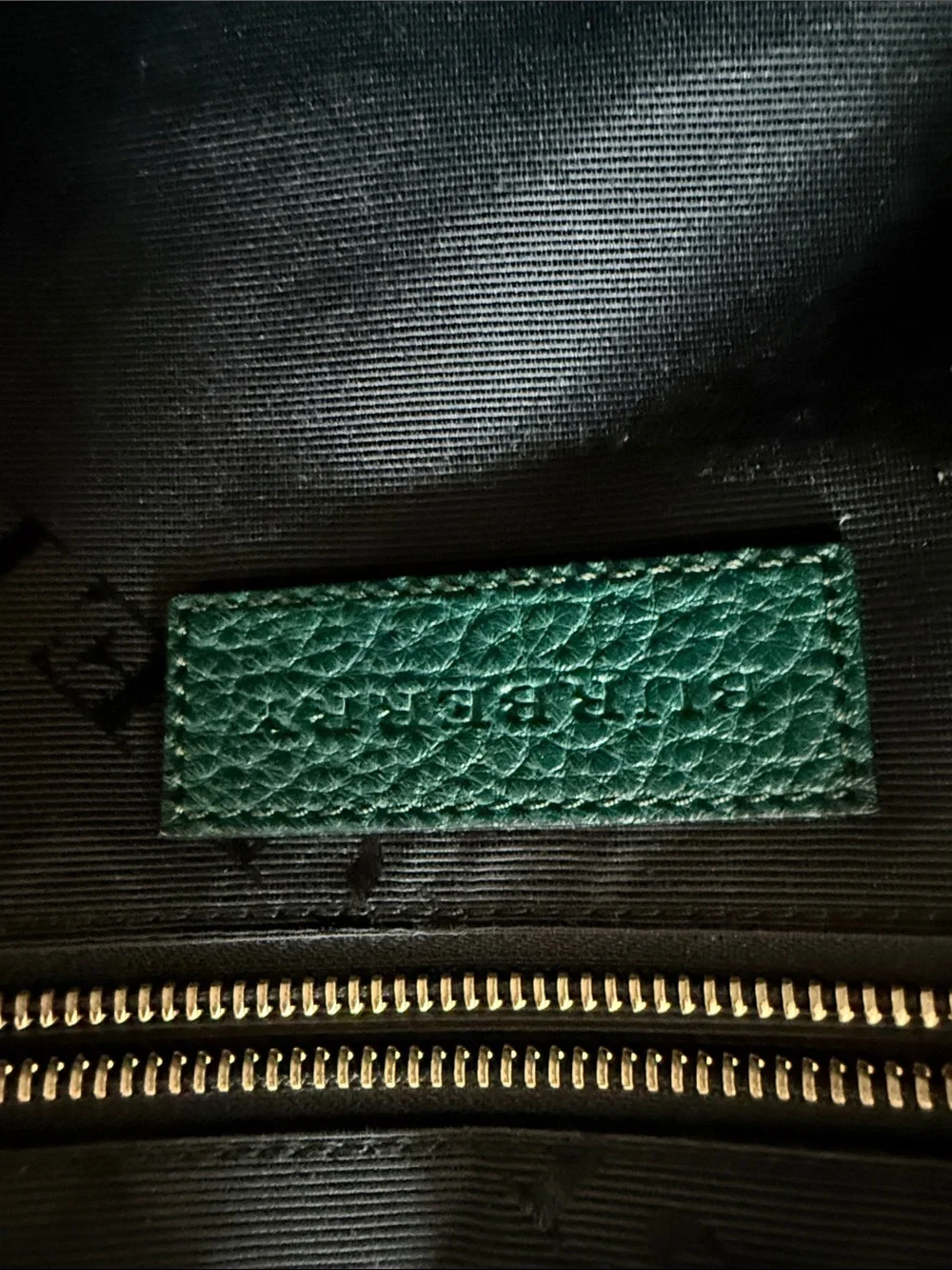 Burberry Dark Green Pebbled Leather Top-Handle Satchel